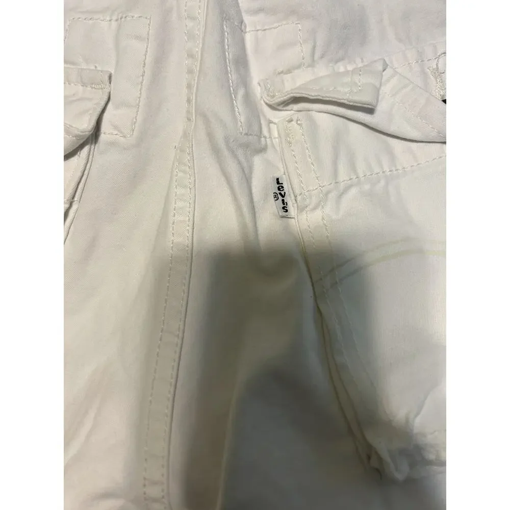 Levi's Squad Cargo Shorts Men's 30 White Utility Pockets Waist Belted Streetwear